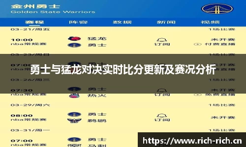 勇士与猛龙对决实时比分更新及赛况分析